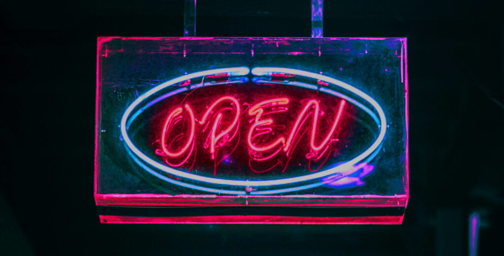 Photo by Pratik Gupta: https://www.pexels.com/photo/open-neon-signage-turned-on-2995188/